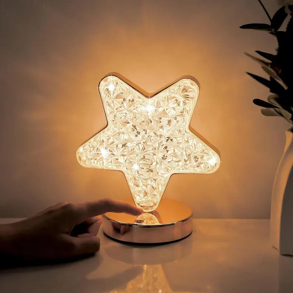 Kristallbordslampa med Dimmer – Magiskt Ljus