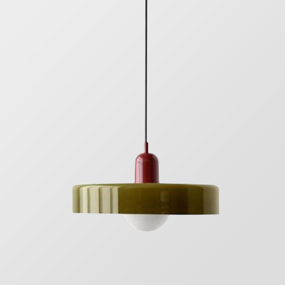 Elegant Bauhaus Pendellampa i Färgat Glas