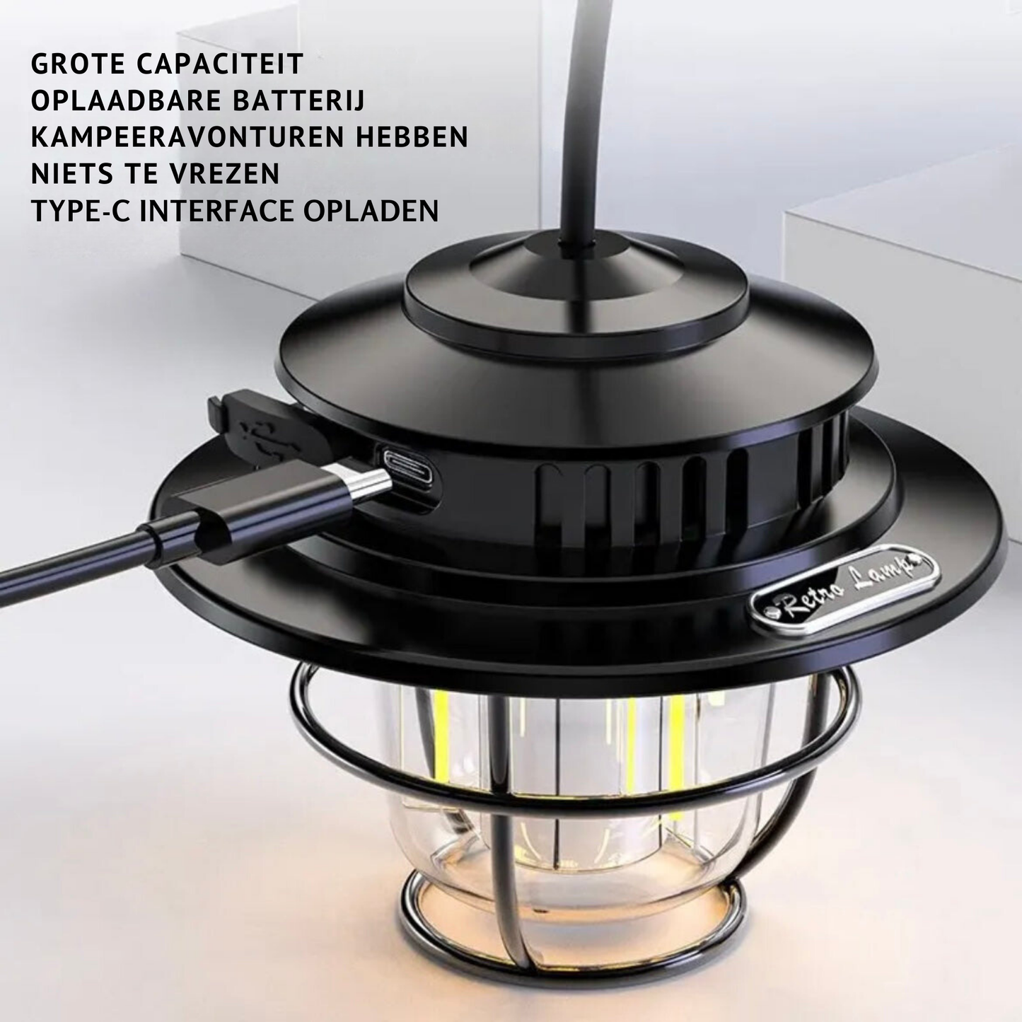 Vintage-stil Bärbar LED Campinglampa – Väderbeständig & Justerbar