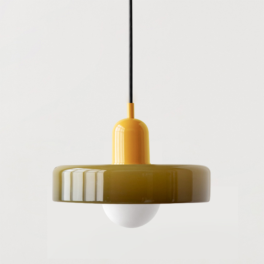 Elegant Bauhaus Pendellampa i Färgat Glas
