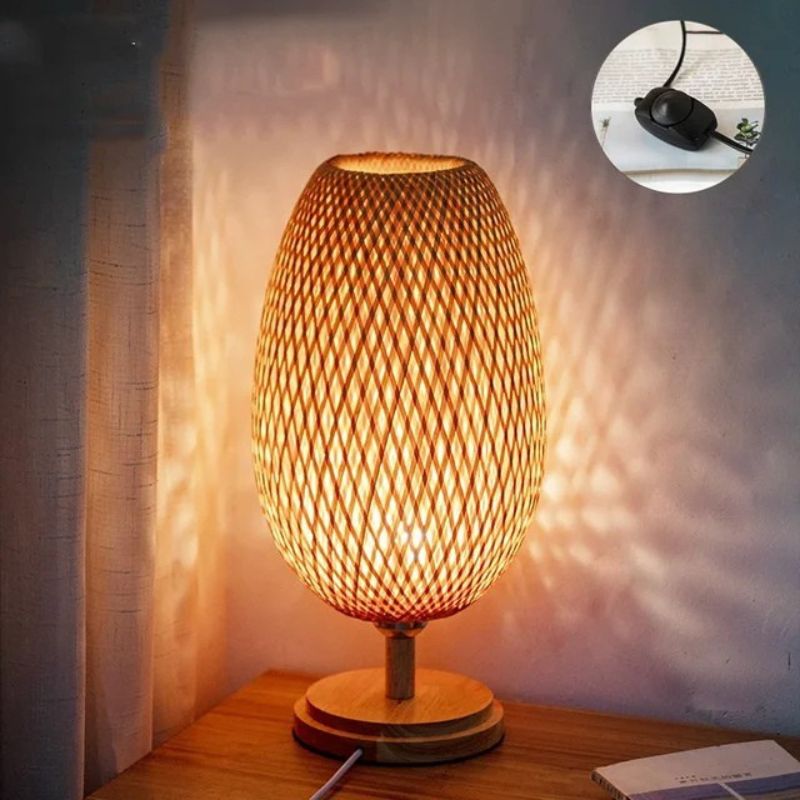 Vintage Bambu Bordslampa – Rustik & Elegant