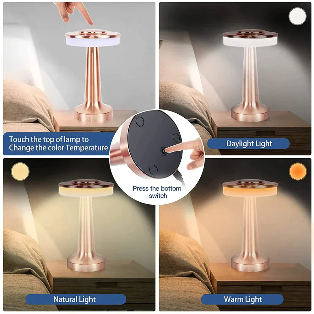 Elegant Trådlös LED Bordslampa med Dimmer