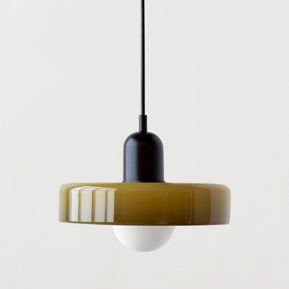 Elegant Bauhaus Pendellampa i Färgat Glas