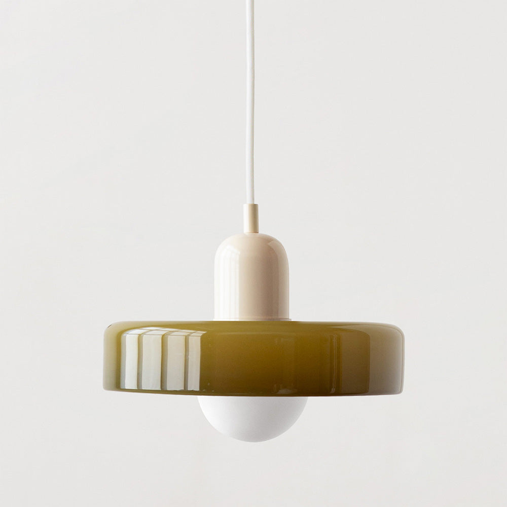 Elegant Bauhaus Pendellampa i Färgat Glas