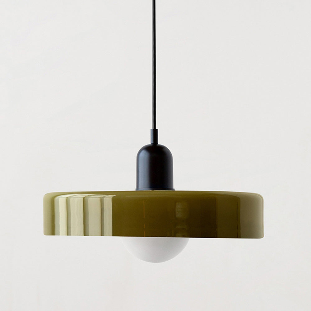 Elegant Bauhaus Pendellampa i Färgat Glas