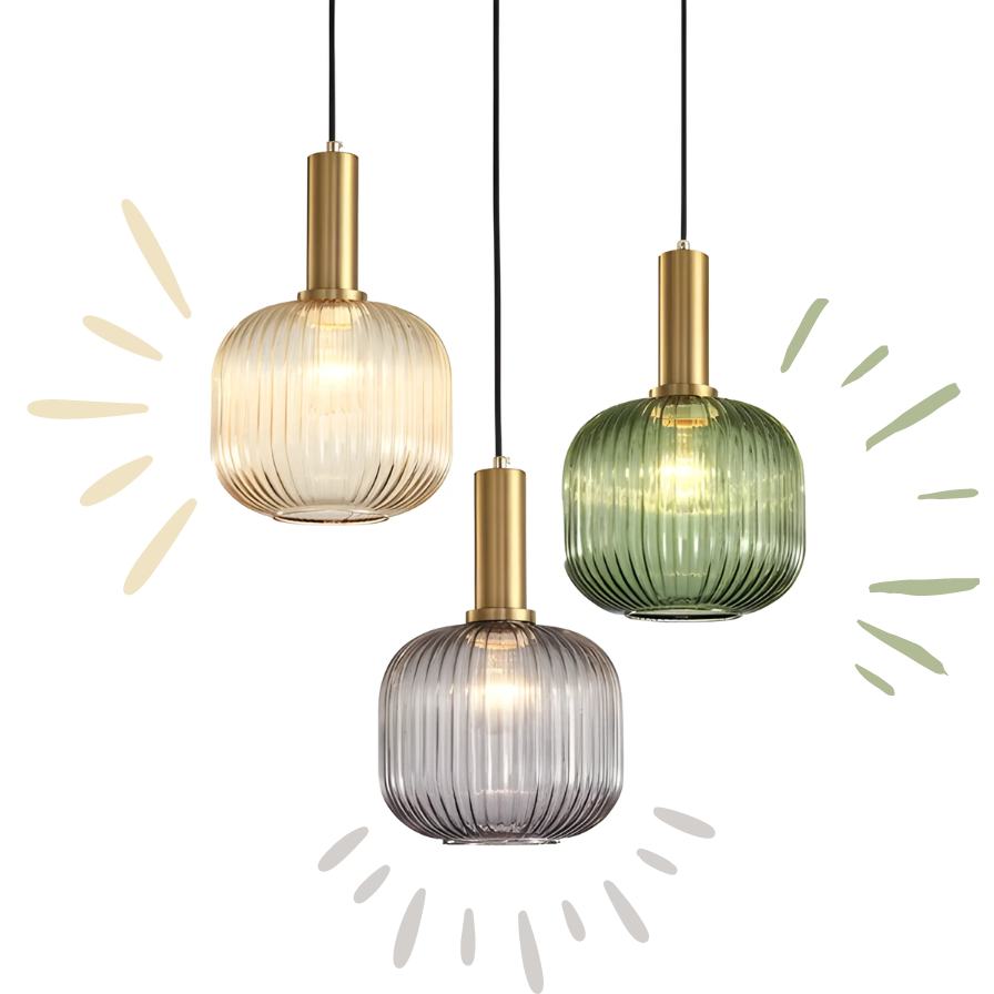 Färgglad Vintage Glaspendellampa – Stilfull Belysning