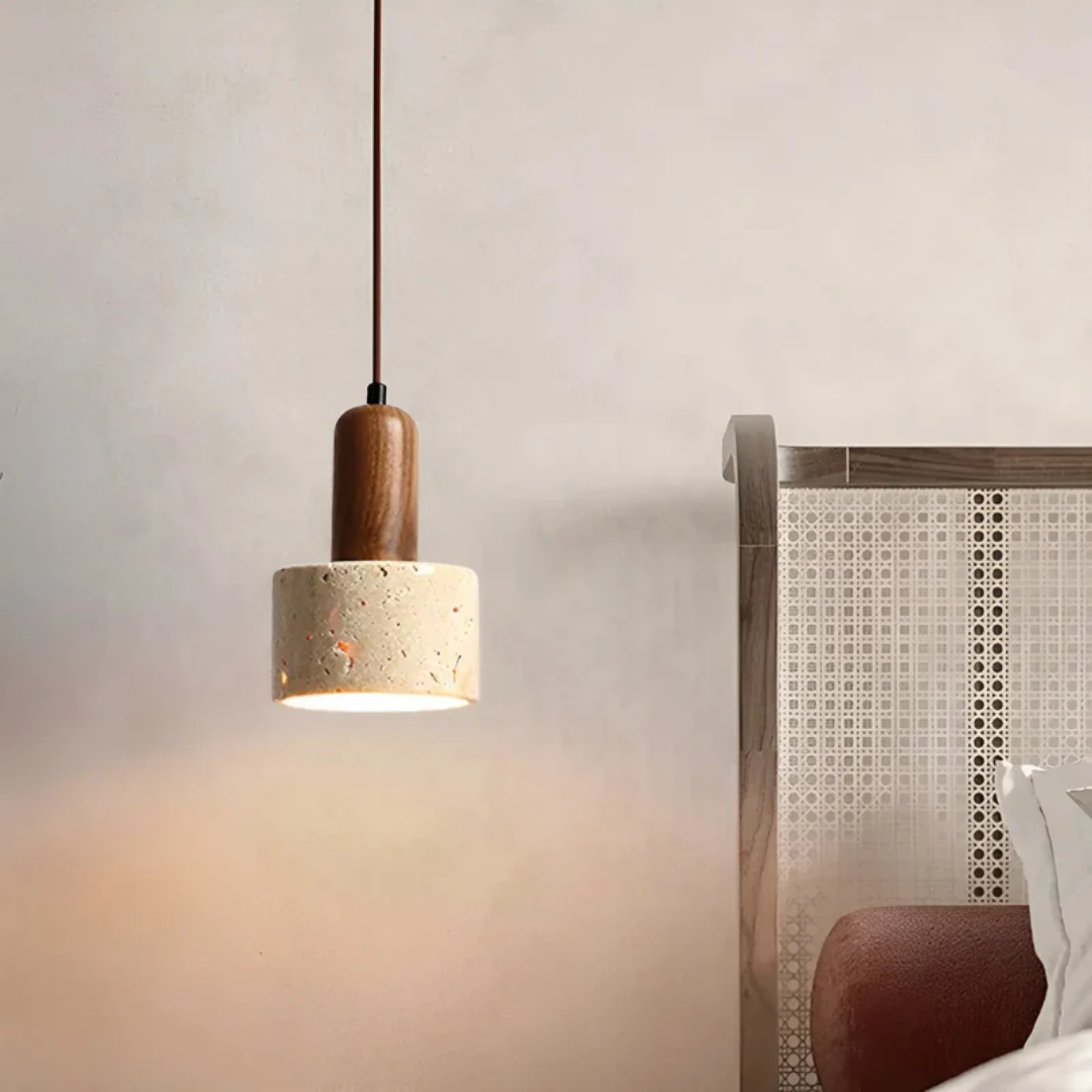 Elegant Wabi-Sabi Taklampa i Travertin