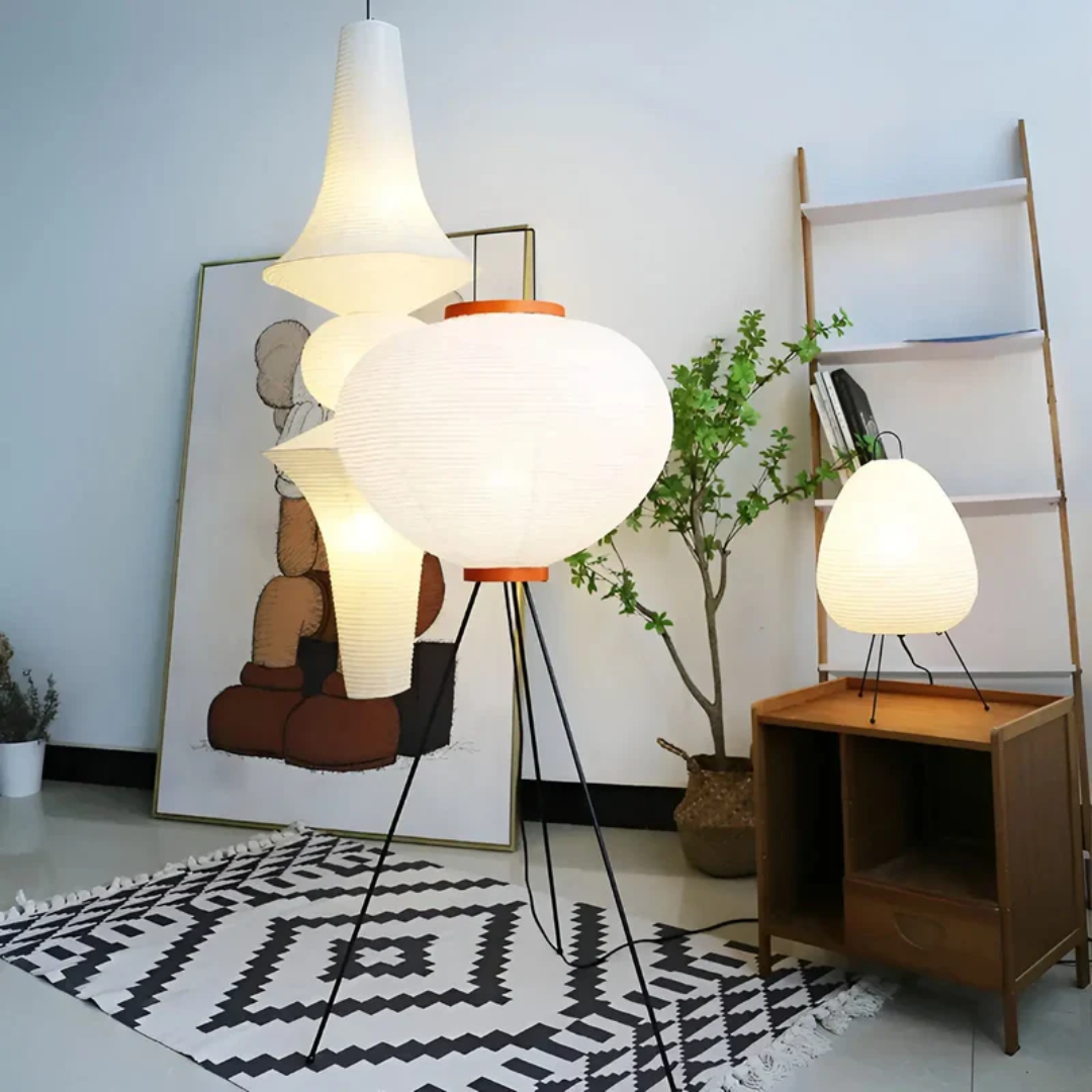 Elegant Golvlampa i Rispapper – Mysig Belysning
