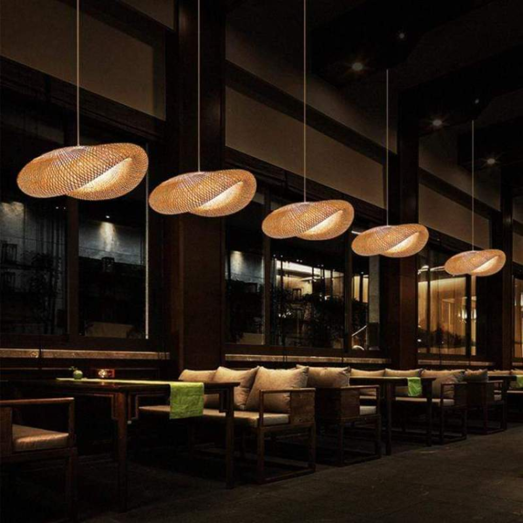 Elegant LED Hängande Lampa i Bambu