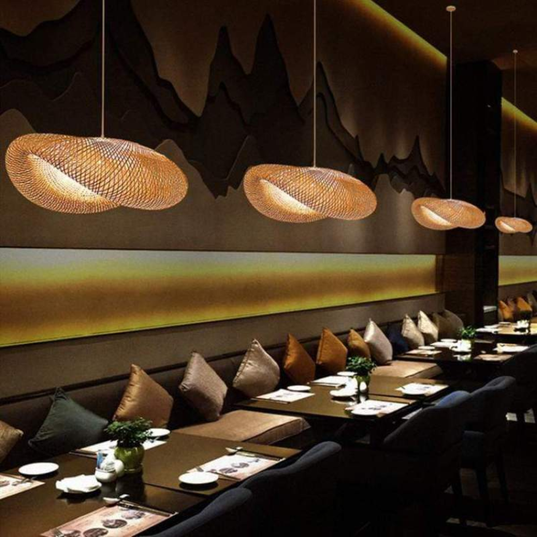 Elegant LED Hängande Lampa i Bambu