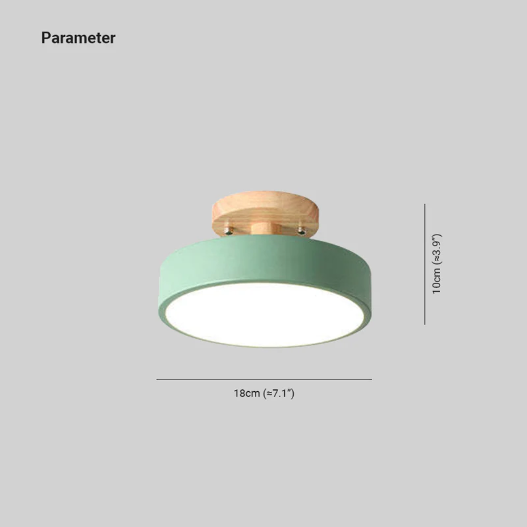 Elegant Rund LED Taklampa i Trä – Modern Belysning