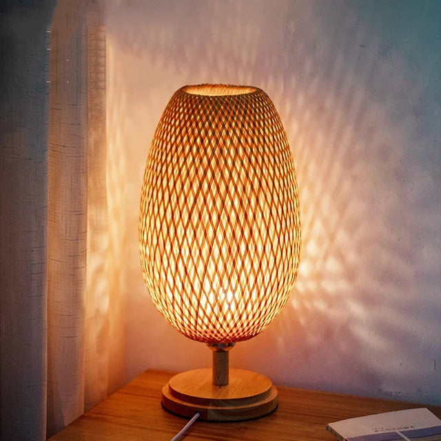 Vintage Bambu Bordslampa – Rustik & Elegant