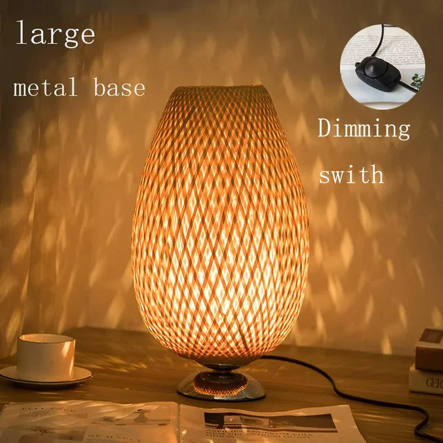 Vintage Bambu Bordslampa – Rustik & Elegant