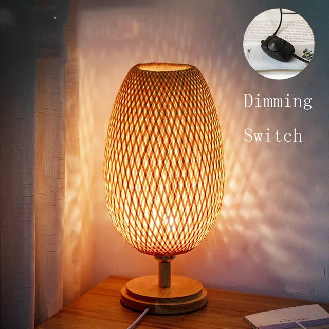 Vintage Bambu Bordslampa – Rustik & Elegant