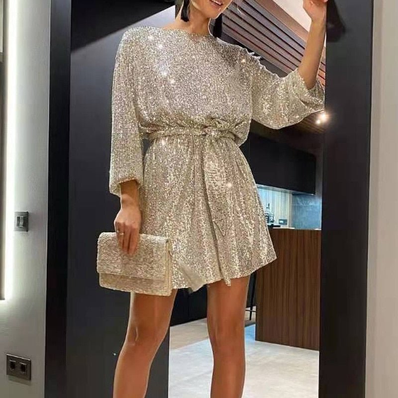 Glamorös Paljettklänning – Elegant Mini Festklänning