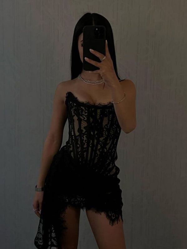 Elegant Spets Corsettklänning – Tidlös Mini