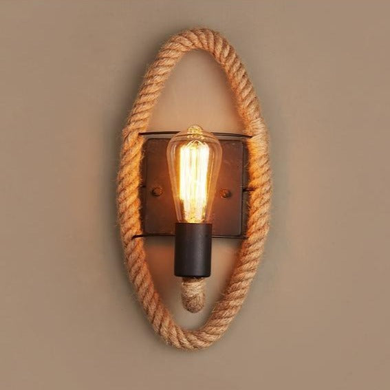 Rustik Vintage Vägglampa i Rep & Järn