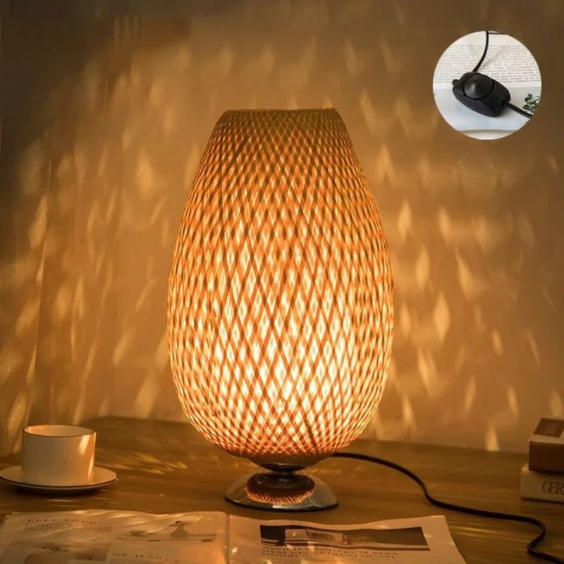 Vintage Bambu Bordslampa – Rustik & Elegant