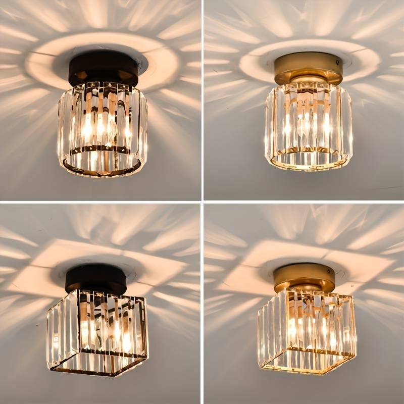 Elegant Kristalltaklampa med Modern Mässingsdesign
