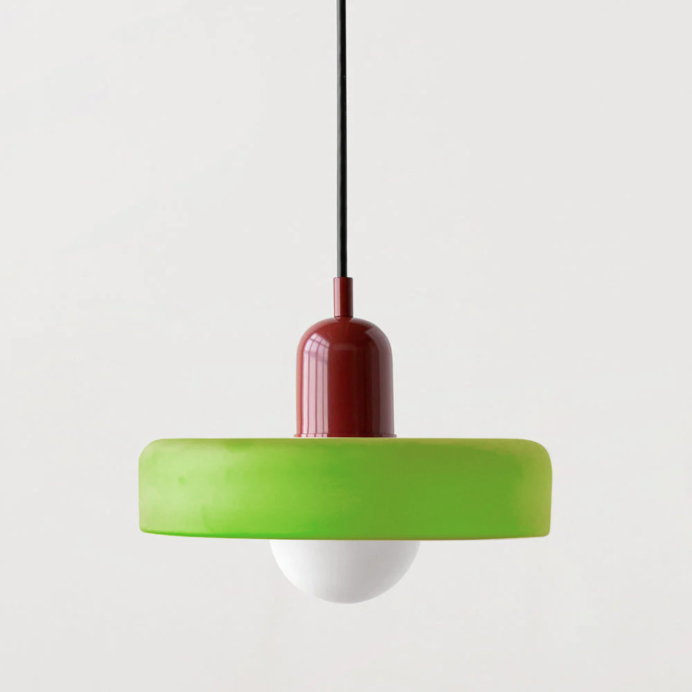 Elegant Bauhaus Pendellampa i Färgat Glas