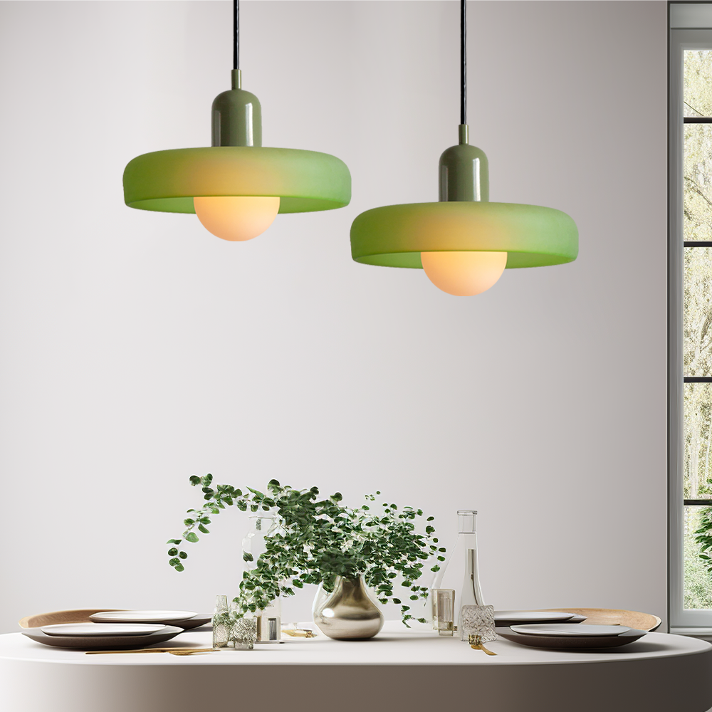 Elegant Bauhaus Pendellampa i Färgat Glas
