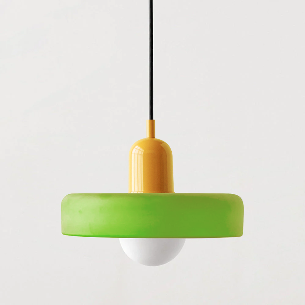 Elegant Bauhaus Pendellampa i Färgat Glas