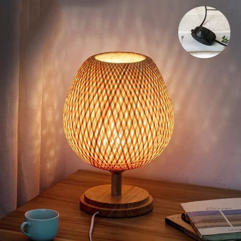 Vintage Bambu Bordslampa – Rustik & Elegant