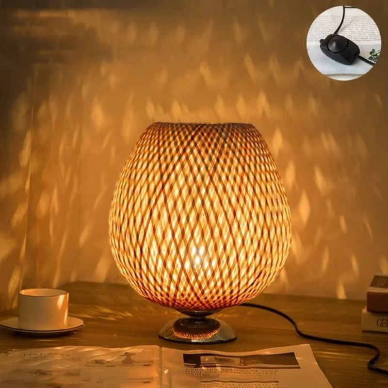 Vintage Bambu Bordslampa – Rustik & Elegant