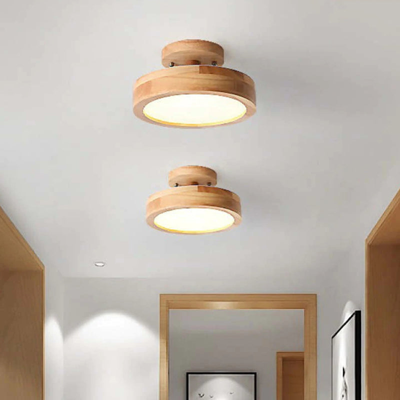 Elegant LED Taklampa i Trä – Modern Belysning
