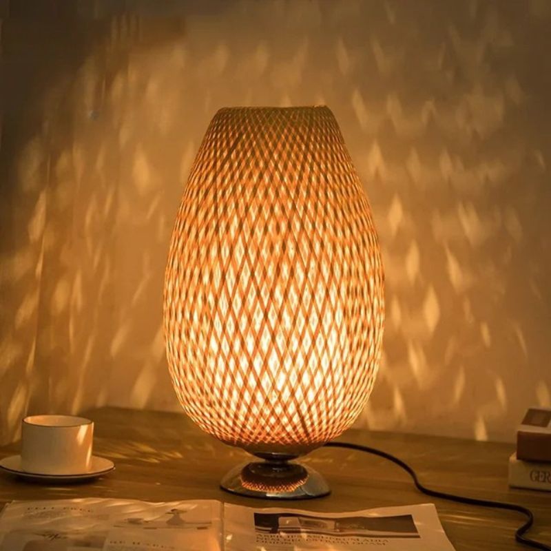 Vintage Bambu Bordslampa – Rustik & Elegant
