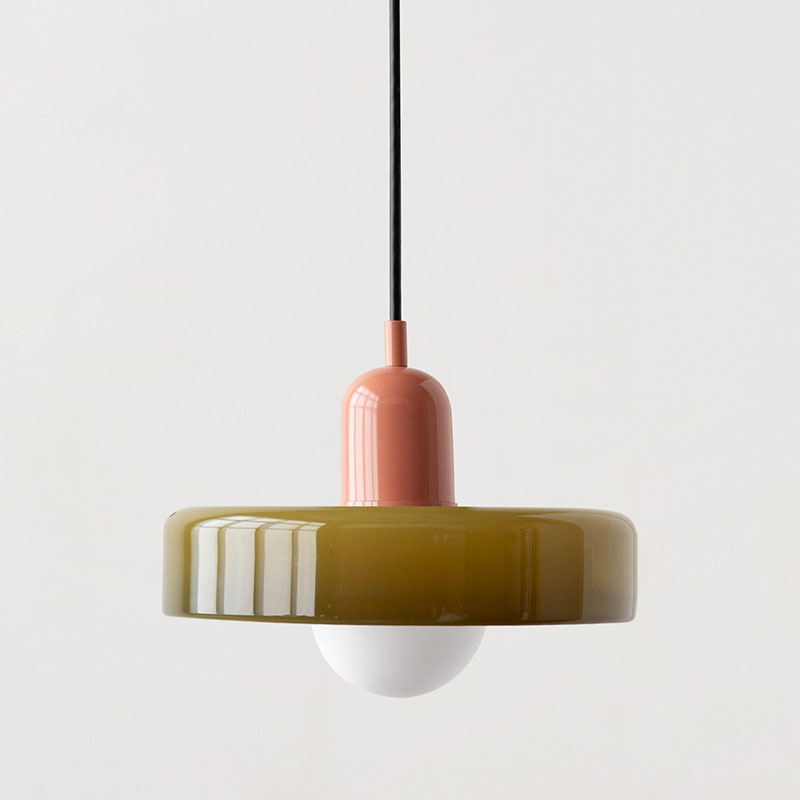 Elegant Bauhaus Pendellampa i Färgat Glas