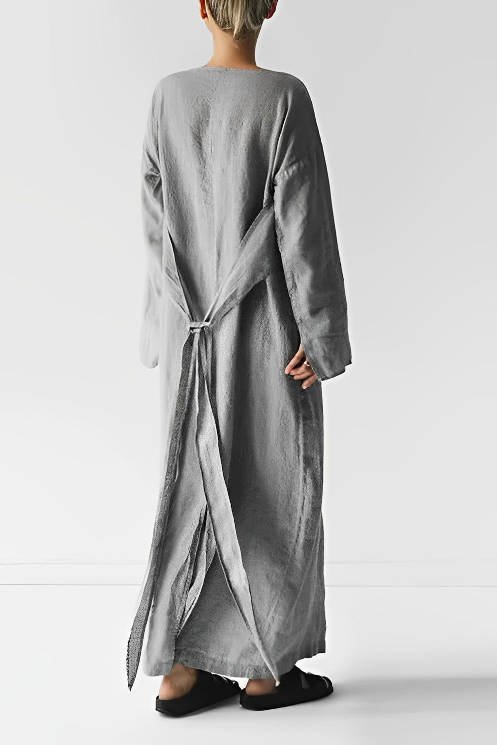 Elegant Linne Wrap Maxi Klänning – Sommarstil