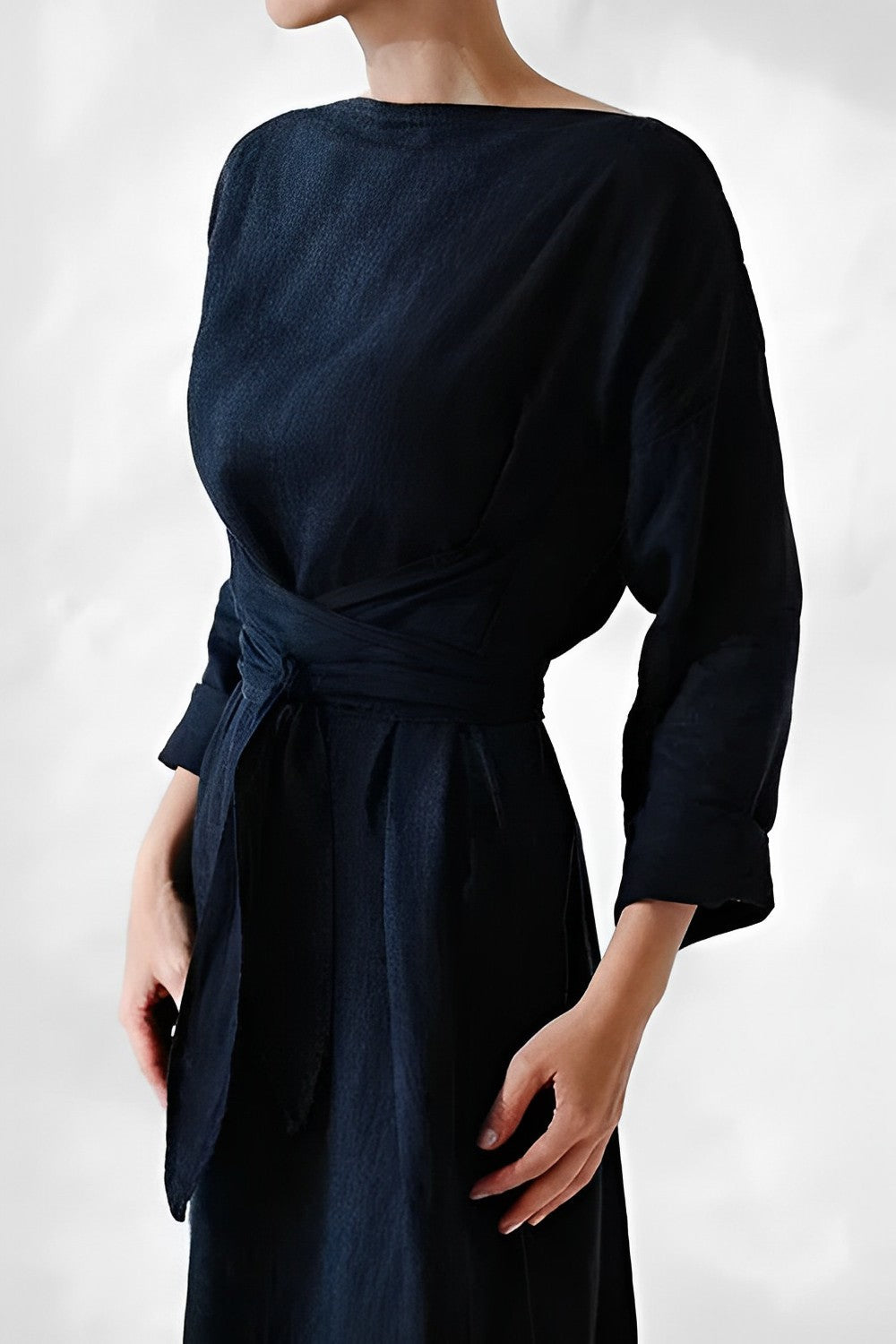 Elegant Linne Wrap Maxi Klänning – Sommarstil