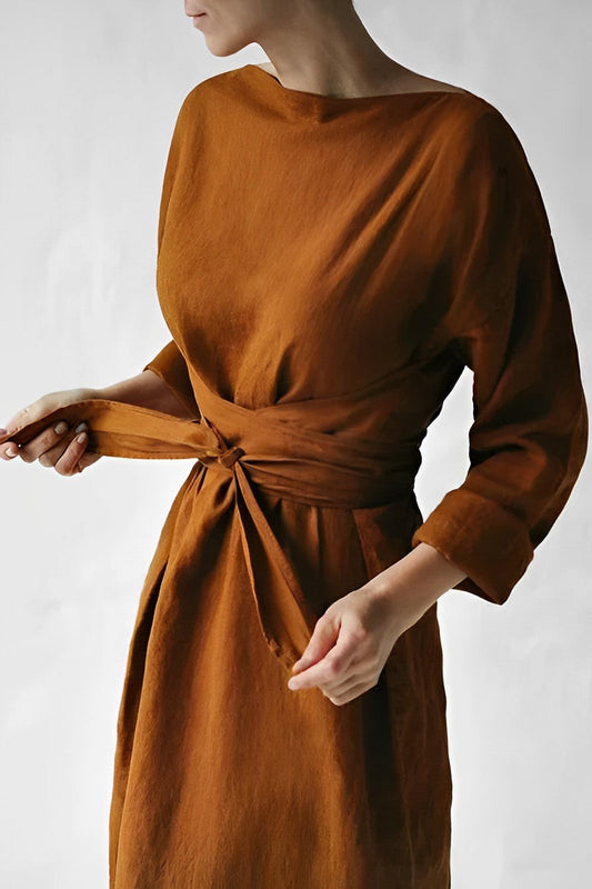 Elegant Linne Wrap Maxi Klänning – Sommarstil