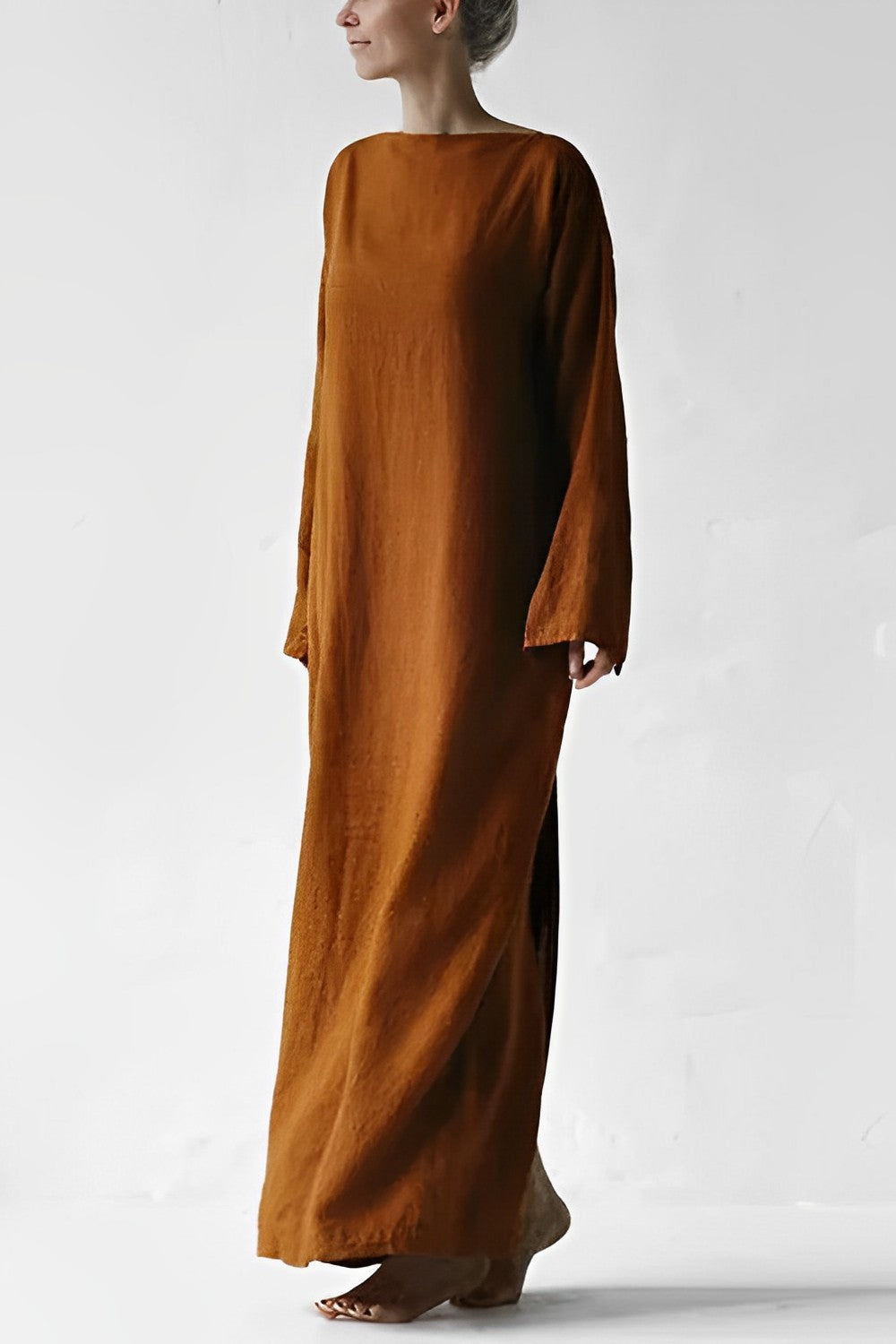 Elegant Linne Wrap Maxi Klänning – Sommarstil