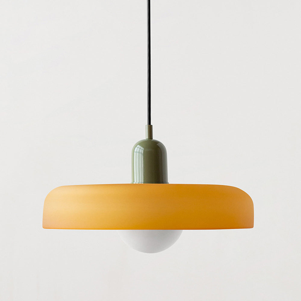 Elegant Bauhaus Pendellampa i Färgat Glas
