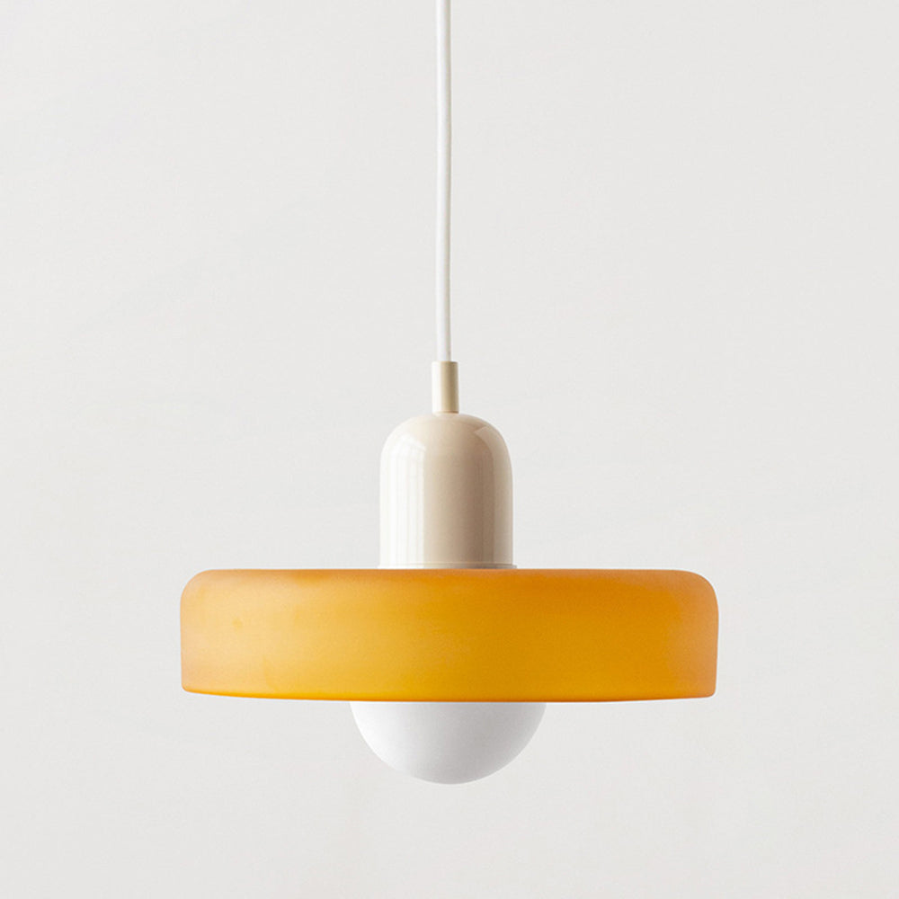 Elegant Bauhaus Pendellampa i Färgat Glas