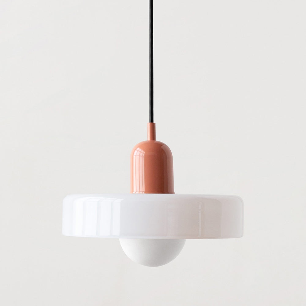 Elegant Bauhaus Pendellampa i Färgat Glas