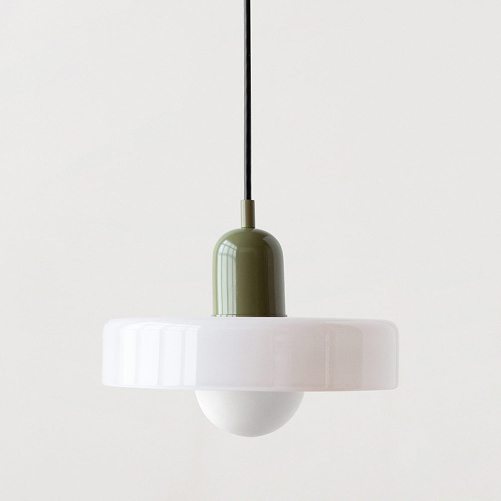 Elegant Bauhaus Pendellampa i Färgat Glas