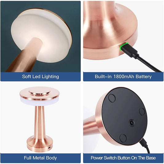 Elegant Trådlös LED Bordslampa med Dimmer