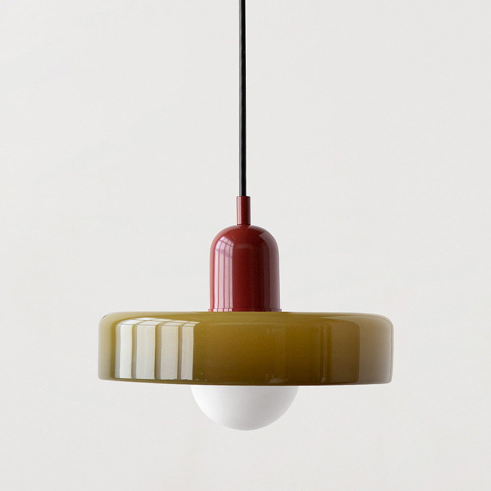 Elegant Bauhaus Pendellampa i Färgat Glas