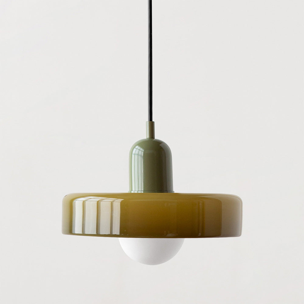 Elegant Bauhaus Pendellampa i Färgat Glas
