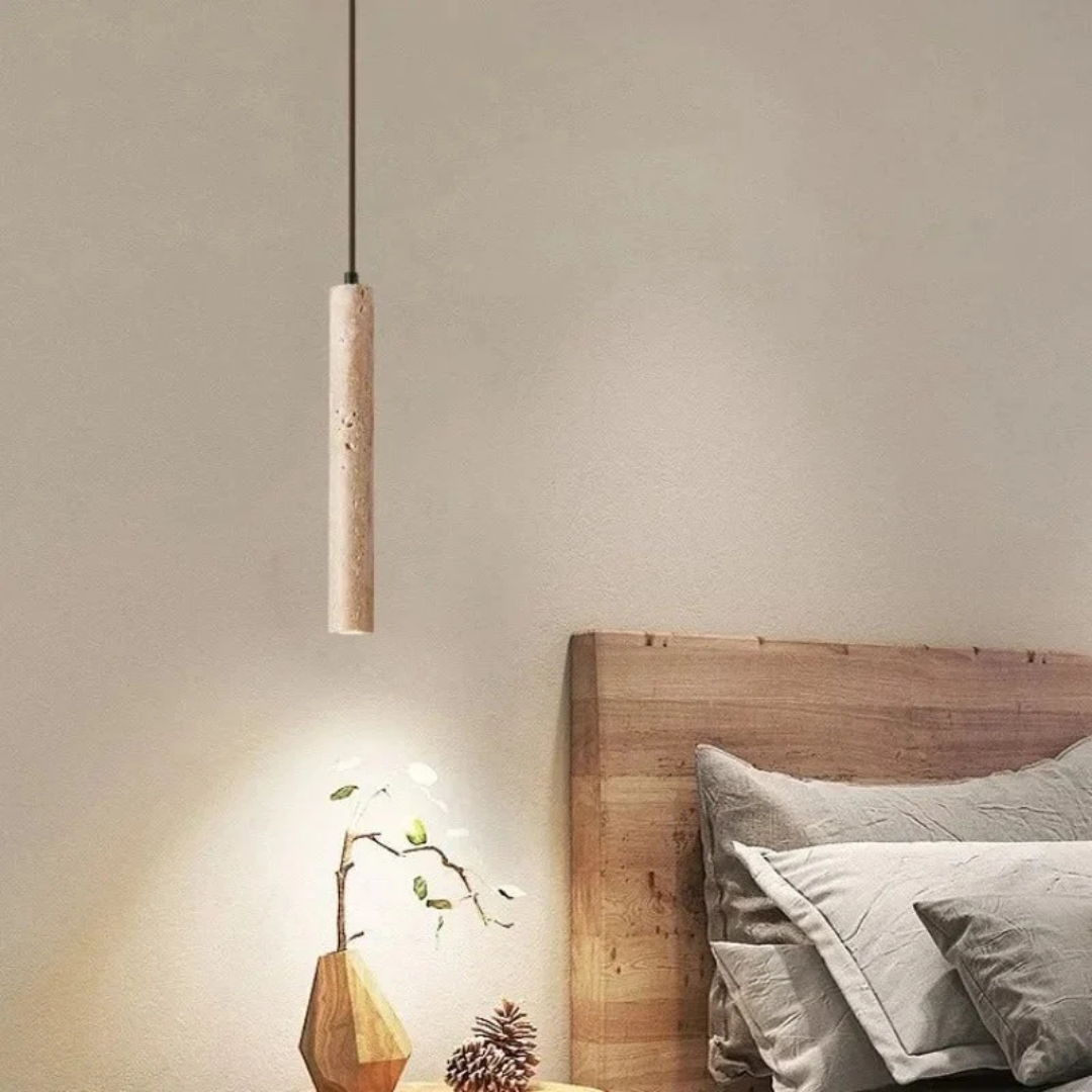 Elegant LED Kandelaber i Travertin – Minimalistisk Design