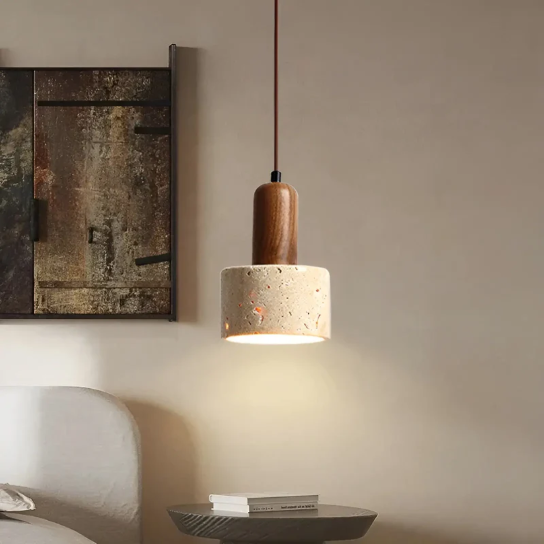 Elegant Wabi-Sabi Taklampa i Travertin