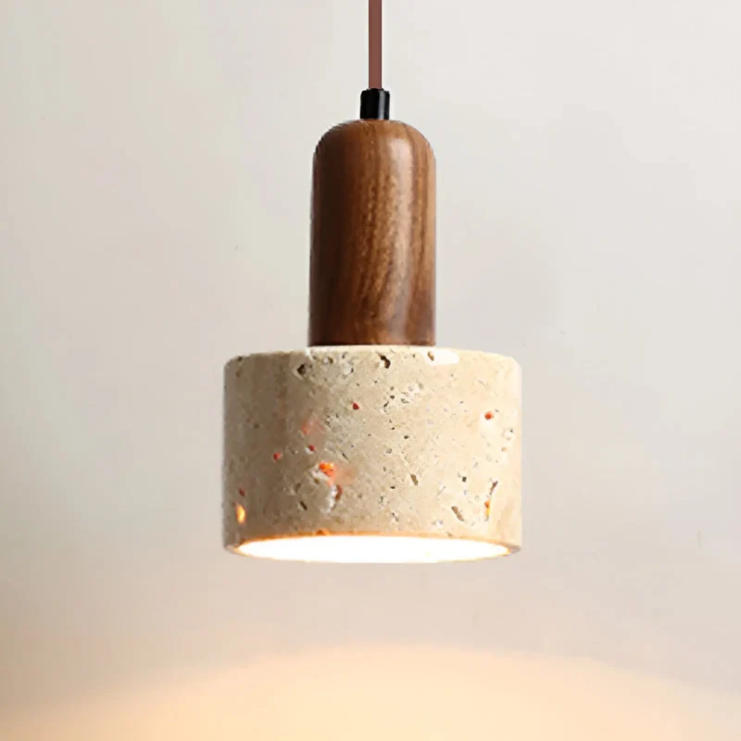 Elegant Wabi-Sabi Taklampa i Travertin
