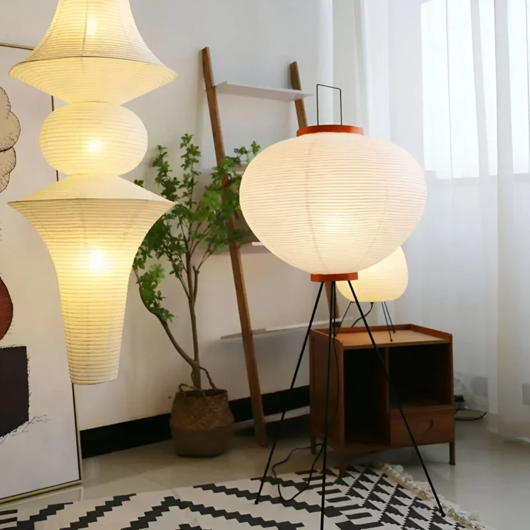 Elegant Golvlampa i Rispapper – Mysig Belysning
