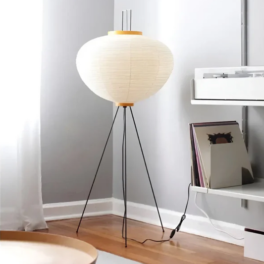 Elegant Golvlampa i Rispapper – Mysig Belysning