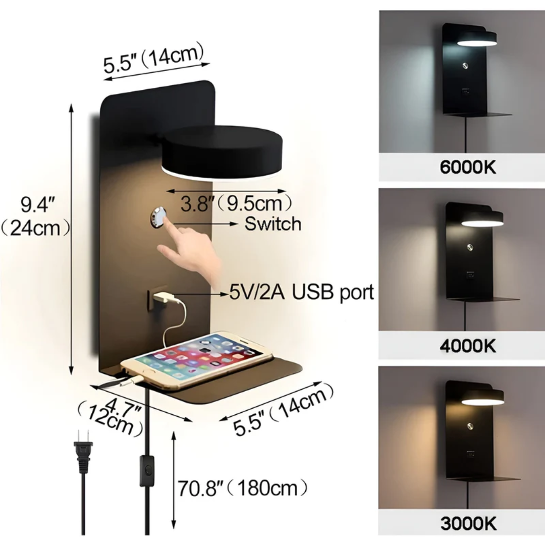 Modern LED Vägglampa med USB-laddning – Stilren & Energieffektiv