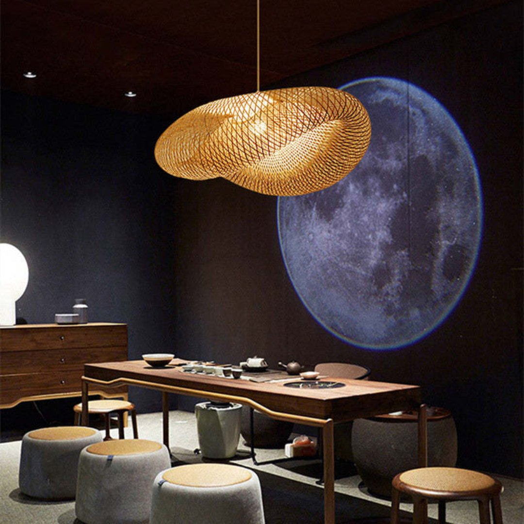Elegant LED Hängande Lampa i Bambu