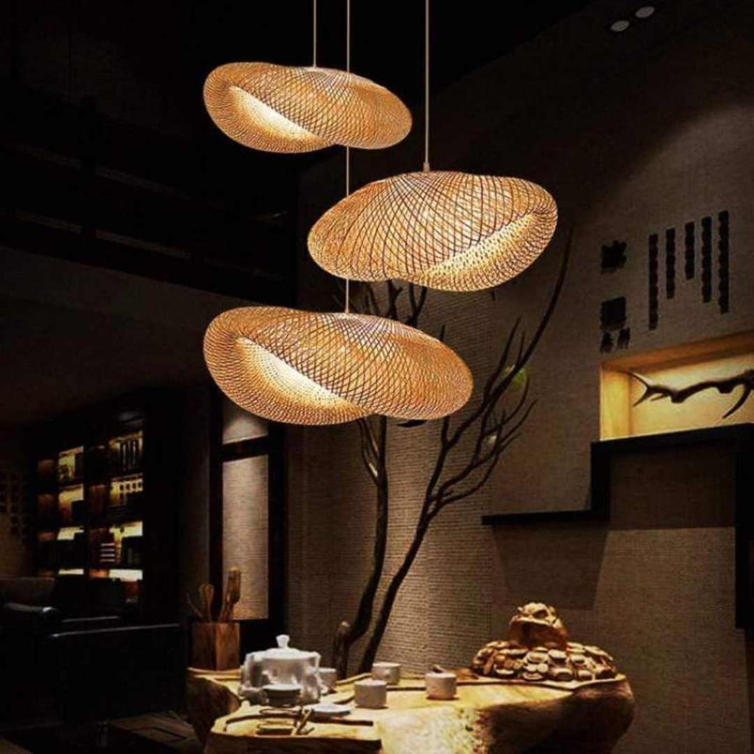 Elegant LED Hängande Lampa i Bambu